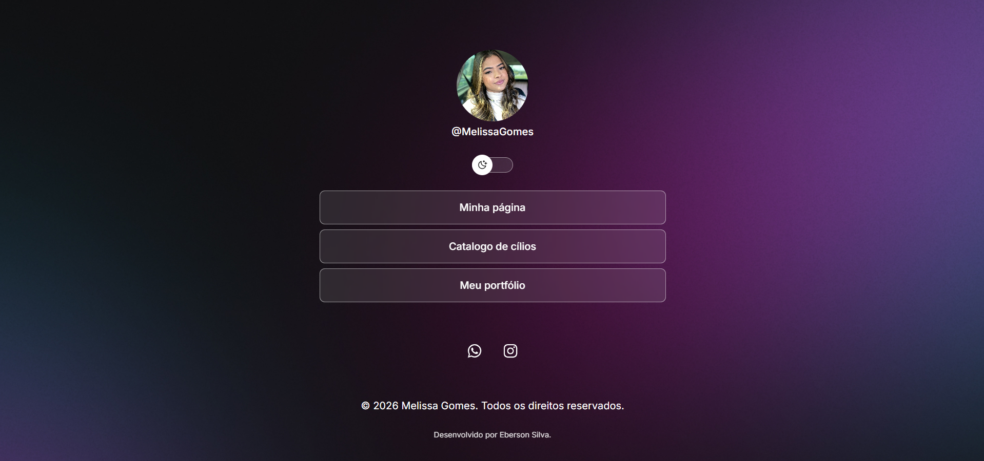 Screenshot de página de links